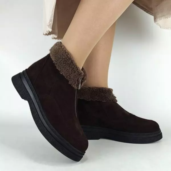 Ботинки женские MYZ МАЙЗ кожаные молодежные бежевые нюд latte латте натуральная кожа и замша мех зимние 36 37 38 39 40 41 черевики жіночі натуральна замша лате шкіра коричнева шоколад зимові хутро