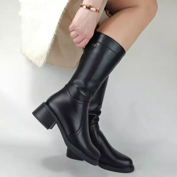 Сапоги полусапожки женские MYZ МАЙЗ кожаные молодежные натуральная кожа и замша черная мех зимние 36 37 38 39 40 41 чоботи напівчоботи жіночі натуральна замша шкіра чорна зимові хутро