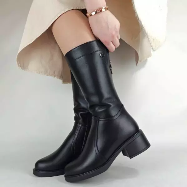 Сапоги полусапожки женские MYZ МАЙЗ кожаные молодежные натуральная кожа и замша черная мех зимние 36 37 38 39 40 41 чоботи напівчоботи жіночі натуральна замша шкіра чорна зимові хутро