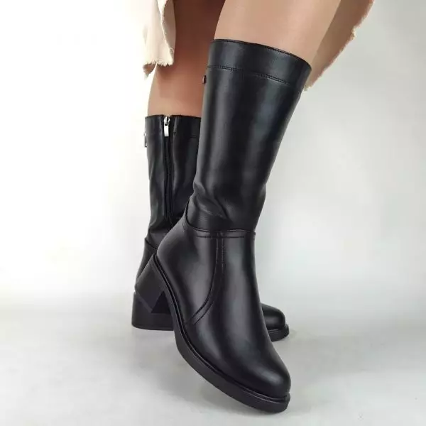 Сапоги полусапожки женские MYZ МАЙЗ кожаные молодежные натуральная кожа и замша черная мех зимние 36 37 38 39 40 41 чоботи напівчоботи жіночі натуральна замша шкіра чорна зимові хутро