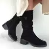 Сапоги полусапожки замшевые женские MYZ МАЙЗ кожаные молодежные натуральная кожа и замша черная мех зимние 36 37 38 39 40 41 чоботи напівчоботи жіночі натуральна замша шкіра чорна зимові хутро