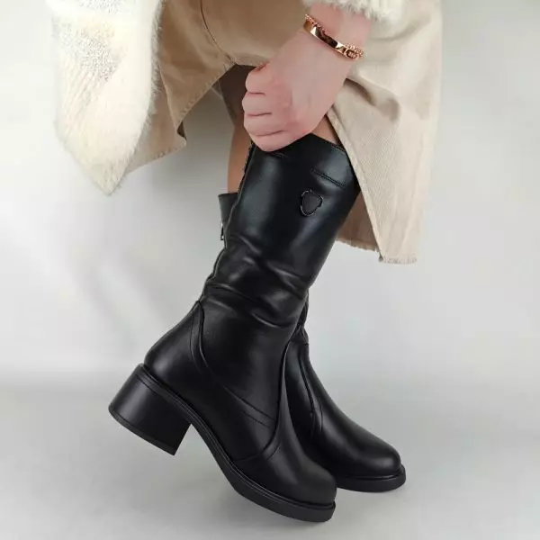 Сапоги полусапожки женские MYZ МАЙЗ кожаные молодежные натуральная кожа и замша черная мех зимние 36 37 38 39 40 41 чоботи напівчоботи жіночі натуральна замша шкіра чорна зимові хутро