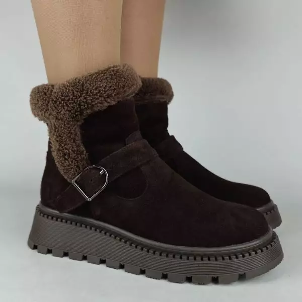 Ботинки женские MYZ МАЙЗ кожаные молодежные бежевые нюд latte латте натуральная кожа и замша мех зимние 36 37 38 39 40 41 черевики жіночі натуральна замша лате шкіра коричнева шоколад зимові хутро