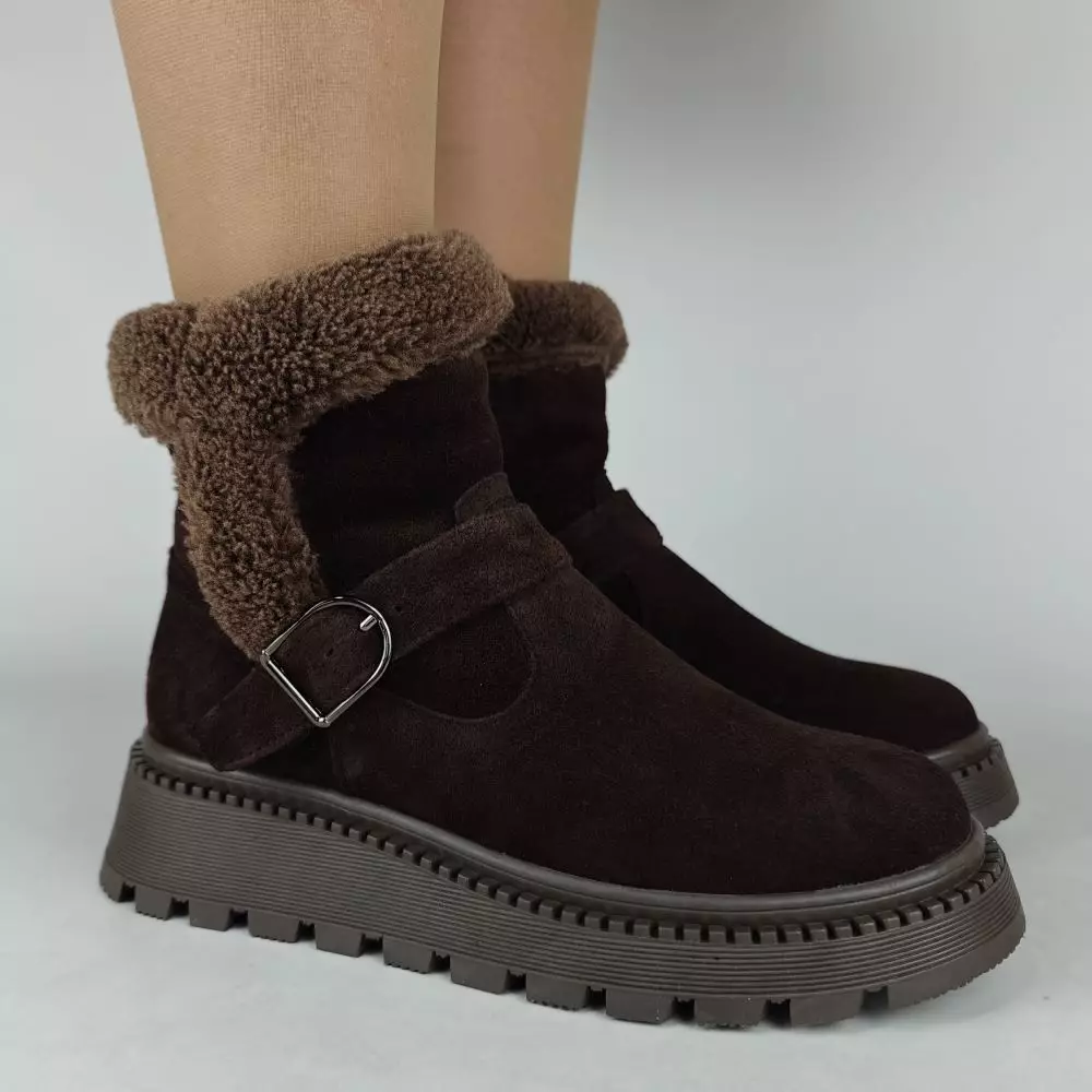 Ботинки женские MYZ МАЙЗ кожаные молодежные бежевые нюд latte латте натуральная кожа и замша мех зимние 36 37 38 39 40 41 черевики жіночі натуральна замша лате шкіра коричнева шоколад зимові хутро