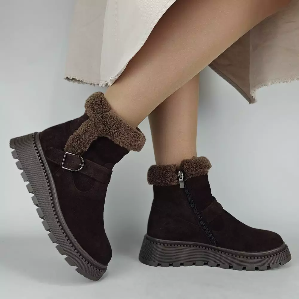Ботинки женские MYZ МАЙЗ кожаные молодежные бежевые нюд latte латте натуральная кожа и замша мех зимние 36 37 38 39 40 41 черевики жіночі натуральна замша лате шкіра коричнева шоколад зимові хутро