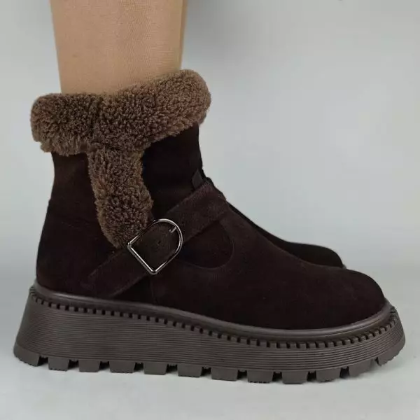 Ботинки женские MYZ МАЙЗ кожаные молодежные бежевые нюд latte латте натуральная кожа и замша мех зимние 36 37 38 39 40 41 черевики жіночі натуральна замша лате шкіра коричнева шоколад зимові хутро