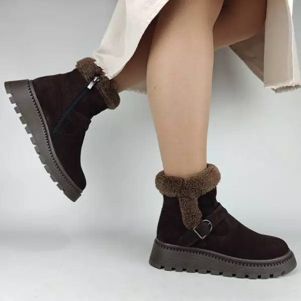 Ботинки женские MYZ МАЙЗ кожаные молодежные бежевые нюд latte латте натуральная кожа и замша мех зимние 36 37 38 39 40 41 черевики жіночі натуральна замша лате шкіра коричнева шоколад зимові хутро