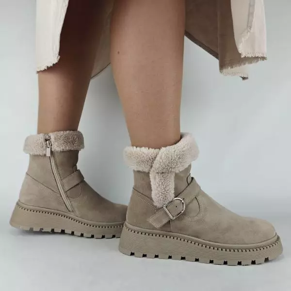 Ботинки женские MYZ МАЙЗ кожаные молодежные бежевые нюд latte латте натуральная кожа и замша мех зимние 36 37 38 39 40 41 черевики жіночі натуральна замша лате шкіра бежева нюдова зимові хутро