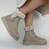Ботинки женские MYZ МАЙЗ кожаные молодежные бежевые нюд latte латте натуральная кожа и замша мех зимние 36 37 38 39 40 41 черевики жіночі натуральна замша лате шкіра бежева нюдова зимові хутро
