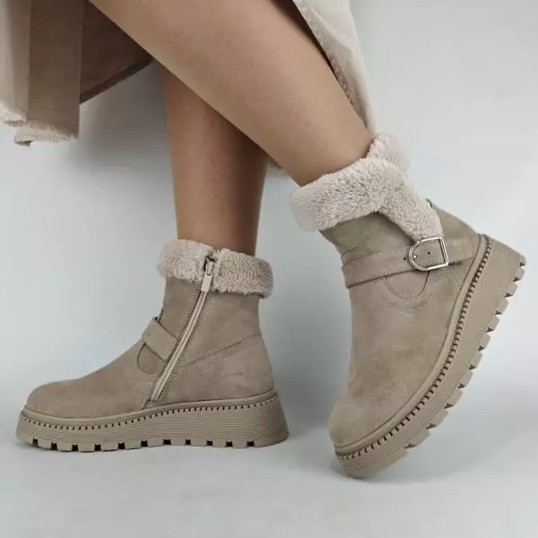 Ботинки женские MYZ МАЙЗ кожаные молодежные бежевые нюд latte латте натуральная кожа и замша мех зимние 36 37 38 39 40 41 черевики жіночі натуральна замша лате шкіра бежева нюдова зимові хутро