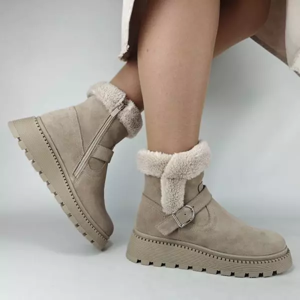 Ботинки женские MYZ МАЙЗ кожаные молодежные бежевые нюд latte латте натуральная кожа и замша мех зимние 36 37 38 39 40 41 черевики жіночі натуральна замша лате шкіра бежева нюдова зимові хутро