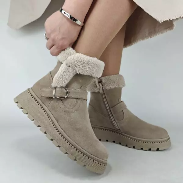 Ботинки женские MYZ МАЙЗ кожаные молодежные бежевые нюд latte латте натуральная кожа и замша мех зимние 36 37 38 39 40 41 черевики жіночі натуральна замша лате шкіра бежева нюдова зимові хутро