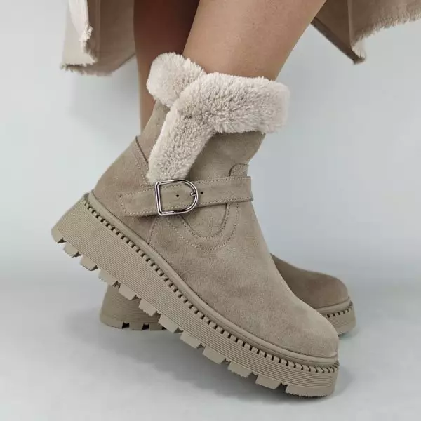 Ботинки женские MYZ МАЙЗ кожаные молодежные бежевые нюд latte латте натуральная кожа и замша мех зимние 36 37 38 39 40 41 черевики жіночі натуральна замша лате шкіра бежева нюдова зимові хутро