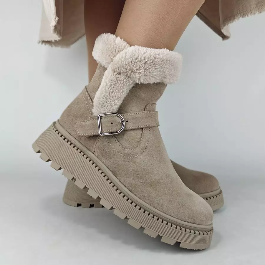 Ботинки женские MYZ МАЙЗ кожаные молодежные бежевые нюд latte латте натуральная кожа и замша мех зимние 36 37 38 39 40 41 черевики жіночі натуральна замша лате шкіра бежева нюдова зимові хутро