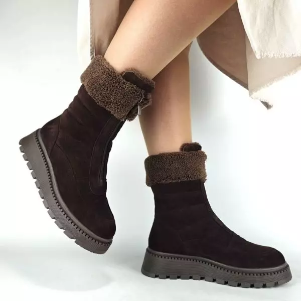 Ботинки женские MYZ МАЙЗ кожаные молодежные бежевые нюд latte латте натуральная кожа и замша мех зимние 36 37 38 39 40 41 черевики жіночі натуральна замша лате шкіра коричнева шоколад зимові хутро