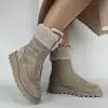 Ботинки женские MYZ МАЙЗ кожаные молодежные бежевые нюд latte латте натуральная кожа и замша мех зимние 36 37 38 39 40 41 черевики жіночі натуральна замша лате шкіра бежева нюдова зимові хутро