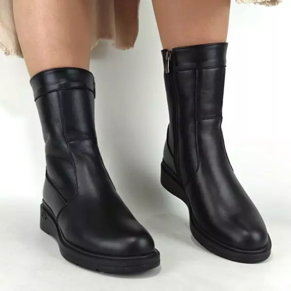 Сапоги полусапожки женские MYZ МАЙЗ кожаные молодежные натуральная кожа и замша черная мех зимние 36 37 38 39 40 41 чоботи напівчоботи жіночі натуральна замша шкіра чорна зимові хутро