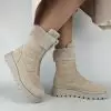 Ботинки женские MYZ МАЙЗ кожаные молодежные бежевые нюд latte латте натуральная кожа и замша мех зимние 36 37 38 39 40 41 черевики жіночі натуральна замша лате шкіра бежева нюдова зимові хутро